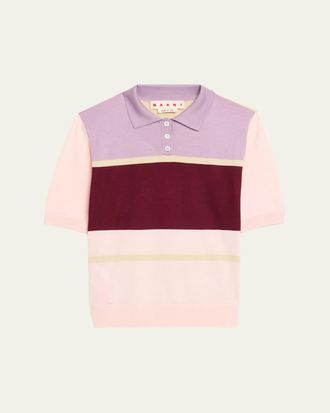 Marni Colorblock Wool-Silk Polo Shirt