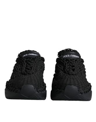 Dolce & Gabbana Womens Black Knitted Daymaster Sneakers Shoes Fabric