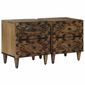 vidaXL Armario De Noche Con Caj&oacute;n 2 Pcs Marr&oacute;n 40 X 33,5 X 46 Cm Vidaxl