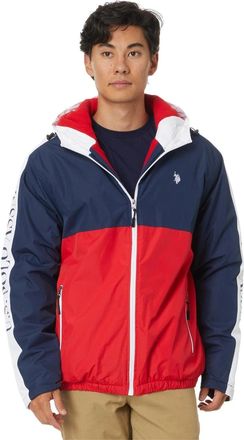 U.S.Polo Association U. S. Polo Assn. Windbreaker Jacket Mens Multi Colorblock Fleece Lined FROG769