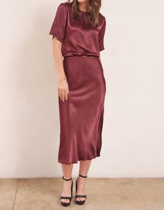 La Made Dorit Silky Slip Skirt In Cognac