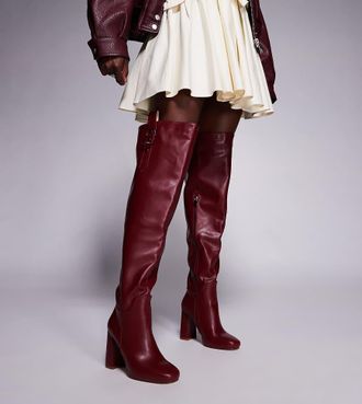 Simmi London Simmi London Wide Fit - Harrieta - Stivali cuissard bordeaux con tacco a pianta larga-Rosso