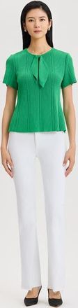 Misook Tonal Faux Tie Neck Soft Ribbed Knit Top in Clover Field at Nordstrom, Size Xx-Large