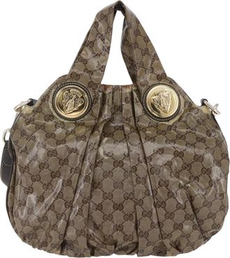 Gucci Hysteria Convertible Top Handle Bag Gg Coated Canvas Beige Canvas Handbag (Pre-Owned)