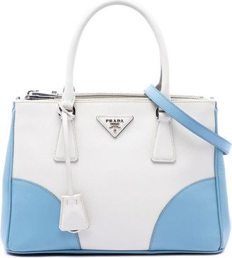 Prada Pre-owned Prada Small Bicolor Saffiano Lux Galleria Double Zip Satchel Ladies XPN35E8BQFUMT6HN