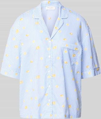 Christian Berg Pyjama-Oberteil im Allover-Look in Blau, Gr&ouml;&szlig;e XXL