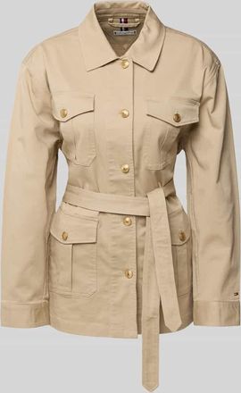 Tommy Hilfiger Regular Fit Hemdjacke mit goldfarbenen Knöpfen in Sand, Größe XXL