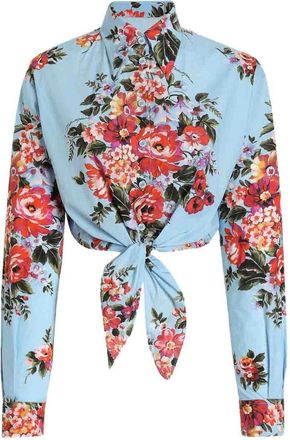 Dolce & Gabbana Light Blue Short Shirt With Flower Print