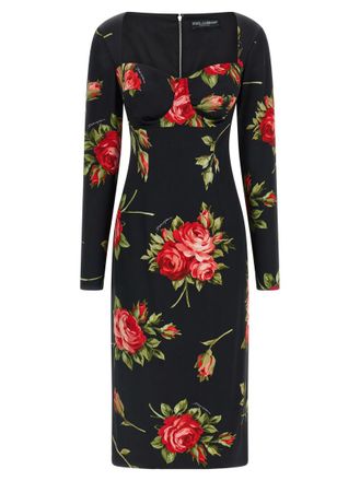 Dolce & Gabbana Black Bouquet Rose dress