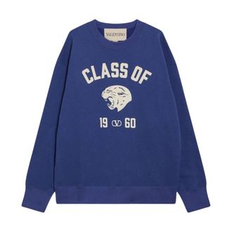 Valentino Graphic Print Crewneck Sweatshirt - Heren - Sweatshirts & Hoodies - Blauw - Maat: L Katoen