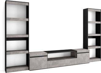 Skraut Home Skraut Home - Muebles De Sal&oacute;n Para Tv, Conjunto De Muebles Comedor, 320x186x35cm, Para Tv Hasta 80, Mueble Televisi&oacute;n, Estilo Moderno, Gris Cemento