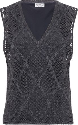 Brunello Cucinelli open-knit vest - Grey