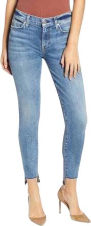 7 For All Mankind Ankle Super Skinny Step Raw Hem Jeans In Blue