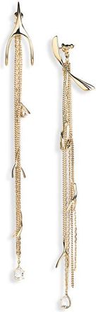 Alexander McQueen Wishbone Drop Earrings in Pale Gold/Strass at Nordstrom