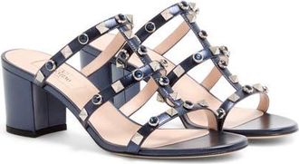 Valentino Garavani Rockstud Slide Sandal in Navy at Nordstrom, Size 5.5Us