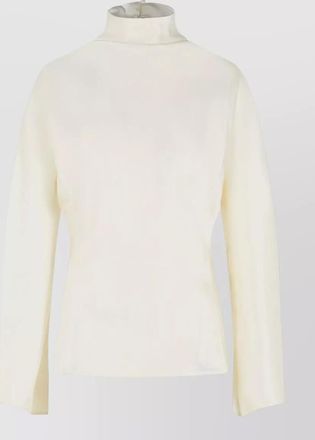 R&oacute;he satin mock neck long sleeve blouse