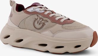 Pinko Womens Trainers Nylon-Leather Beige Nylon/leather Sneaker