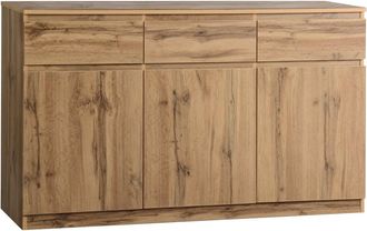 Urban Meuble Aparador efecto madera natural 3 puertas y 3 cajones 135x40x81cm