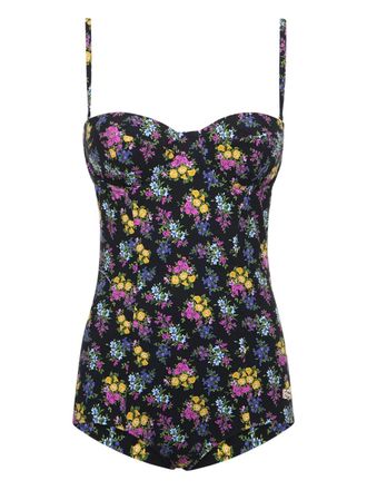 Dolce & Gabbana floral-print swimsuit - women - Polyamide/Elastane - 2 - Black