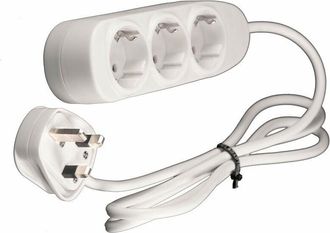 None Adattatore adattatore da viaggio UK Europa 1,5 m 3 prese tipo E/F Schuko con spina britannica di tipo G