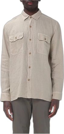 Brooksfield Camicia Utility in Lino - - Shirts - Uomo - Verde - L
