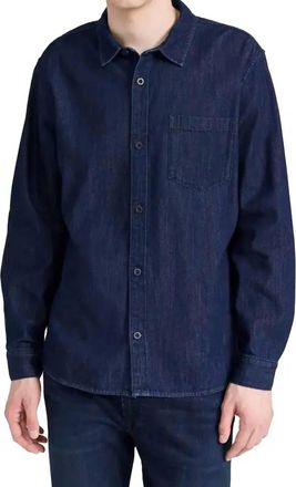 Vince Denim Long Sleeve Shirt In Midnight