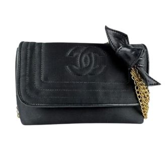 Chanel Pre-owned Shoulder Bags, female, Black, Size: ONE SIZE Pre-owned Satin chanel-bags