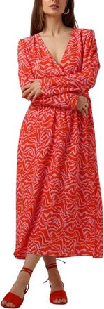 Ydence Rhode Rode Midi Jurk Dames - Dames - Casual kleedjes - Rood - XS - Rayon - Kleedjes