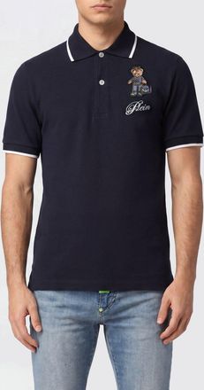 Philipp Plein Polo in piquet di cotone con patch teddy