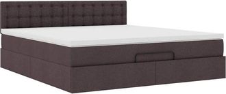 vidaXL Estructura Cama Otomana Colch&oacute;n Tela Marr&oacute;n Oscuro 160x200 Cm Vidaxl