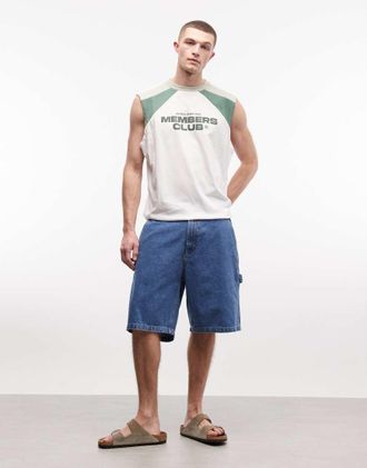 Obey Bigwig - Pantaloncini ampi in denim lavaggio blu medio