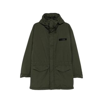 Aspesi Boom Winter Hooded Logo-patch Coat