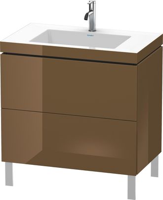 Duravit Lavabo Para Muebles Duravit L-cube C-bonded Con Base De Pie, 80x48 Cm, 2 Extra&iacute;bles, Sin Rebosadero, 1 Agujero Para Grifo, Color: Marr&oacute;n Oliva Laca Al