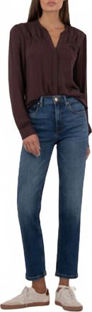 Kut from the Kloth Isley Long Sleeve Shirt In Chocolate Brown