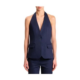 Vicolo Vests, female, Blue, Size: L Pinstriped Punto Milano Gilet