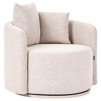 Beliani Sill&oacute;n De Tela Con Respaldo Curvo Base Giratoria De 360&deg; 2 Cojines Beige Ennora
