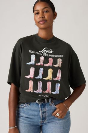 Levi's T-shirt con stampa Short Stack - Donna - L - Nero / Tee All The Boots Pirate Black