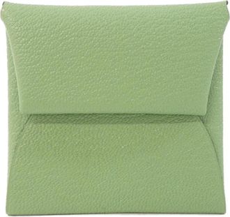 Herm&egrave;s Bastia Vert Chevre Leather Coin Purse/Coin Case (Pre-Owned)