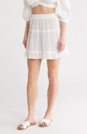 Elan Smocked Tiered Cotton Cover-Up Skirt in White at Nordstrom Rack, Size Medium