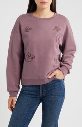 Pendleton Embroidered Cotton French Terry Crewneck Sweatshirt in Berry at Nordstrom, Size Xx-Large