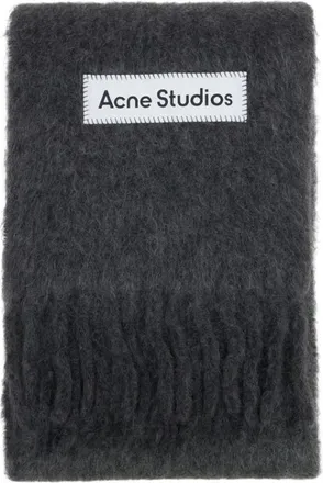 Acne Studios Winter Scarves, unisex, Gray, Size: ONE SIZE Wool Fringe Scarf