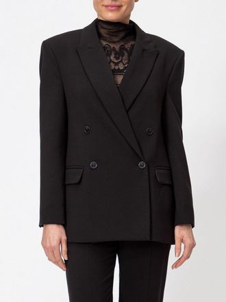 Twinset Double-Breasted Viscose Blend Blazer with Peak Lapels