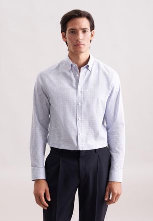 Seidensticker Flanellhemd SEIDENSTICKER Schwarze Rose, Herren, Gr. XL (43), normale &Auml;rmell&auml;ngen, blau, 100% Baumwolle, kariert, tailored fit, 2-Knopf-Manschette, He