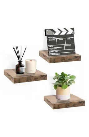 Sorbus Set of 3 Square Floating Shelves in Mahogany at Nordstrom Rack