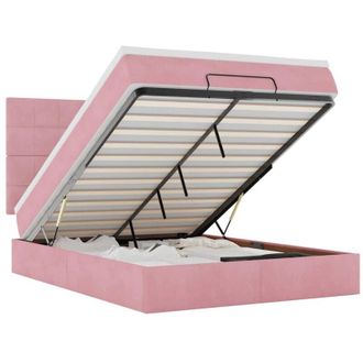 vidaXL Estructura Cama Otomana Colchones Terciopelo Rosa 140x200cm Vidaxl