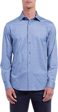 Bugatchi James OoohCotton Cocktail Print Button-Up Shirt in Steel at Nordstrom Rack, Size Xxx-Large