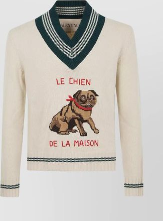 Valentino Garavani embroidered wool v-neck sweater