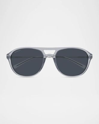 Gucci Men & apos;s GG2254SK Quiet Luxury Recycled Acetate & Metal Pilot Sunglasses