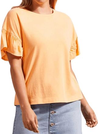 Tribal Crew Neck Drop Shoulder With Frill Tee In Sorbet