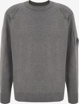 C.P. Company Rundhals-Pullover aus Lammwollmix Goggle